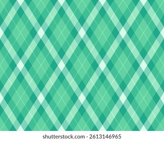 Serene mint green and white diagonal plaid pattern.  Perfect for textile design, website backgrounds, or adding a touch of calming sophistication to your projects.