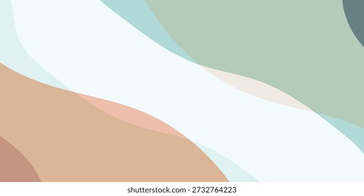 A serene and modern abstract background featuring gentle, flowing wavy lines in a harmonious palette of soft pastel colors, creating a calming and elegant visual.