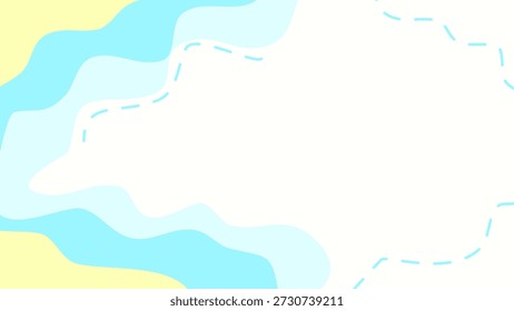 Un fondo abstracto sereno y moderno que muestra ondas suaves y ondulantes en una paleta armoniosa de azul claro, blanco y amarillo pastel. Las sutiles líneas discontinuas en un azul claro a juego agregan un detalle divertido pero minimalista, sugiriendo movimiento, un camino o un elemento gráfico limpio. Este diseño tranquilo es ideal para presentaciones, Sitios web, invitaciones o cualquier proyecto que requiera un fondo fresco, relajante y visualmente atractivo con un amplio espacio de copia.