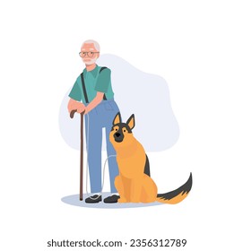 Serene Moments, a Senior man and his Loyal German Shepherd Enjoying  Outdoor Togetherness
