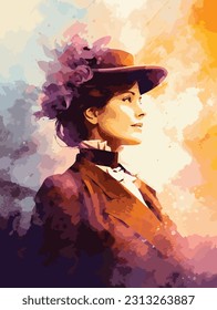 Serene Moments: Victorian Woman Embracing Nature in Impressionist Style
