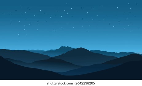  Uma serena paisagem de montanha com um gradiente céu azul, evocando a paz e a beleza natural.