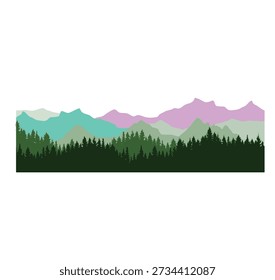 Serene Mountain Landscape with Layers of Trees and Hills from a Distant Viewpoint
