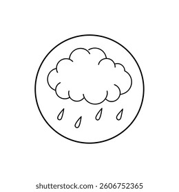 Serene Mountain Landscape Line Art Minimalist Nature Illustration, Peaceful Hills, Cloud Scenery, Simple Design, Circular Artwork