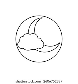 Serene Mountain Landscape Line Art Minimalist Nature Illustration, Peaceful Hills, Cloud Scenery, Simple Design, Circular Artwork