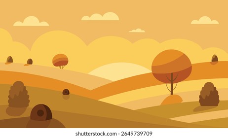 Serene mountain landscape silhouette with rolling hills under a clear sky