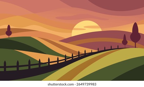 Serene mountain landscape silhouette with rolling hills under a clear sky