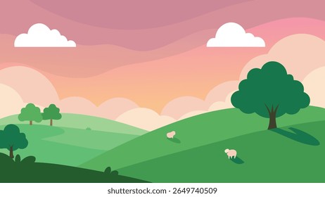 Serene mountain landscape silhouette with rolling hills under a clear sky
