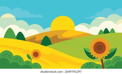 Serene mountain landscape silhouette with rolling hills under a clear sky