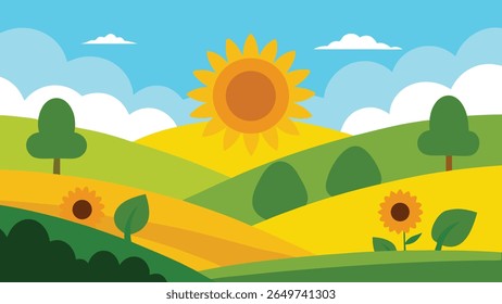 Serene mountain landscape silhouette with rolling hills under a clear sky