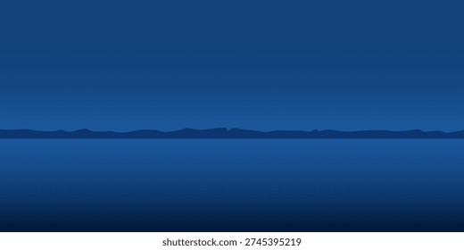 Serene night scene with full moon over calm water. vector modern