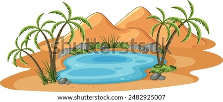 A serene oasis in a desert landscape