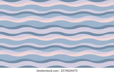 Serene pastel blue and pink wavy stripes pattern.  Perfect for website backgrounds, textile designs, or social media graphics.  A calming and stylish abstract design.