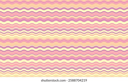 Serene pastel wavy stripes background.  Perfect for website banners, social media, packaging, or textile designs.  Soft, calming colors evoke feelings of peace and tranquility.