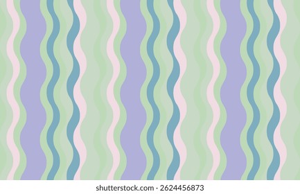 Serene pastel wavy stripes background.  Perfect for website banners, social media posts, or textile design. Evokes calm, fluidity, and a modern aesthetic.