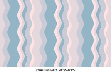 Serene pastel wavy stripes pattern.  Perfect for website backgrounds, textiles, or packaging design. Evokes calmness, fluidity, and a modern aesthetic.