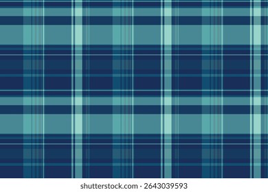 Sereno padrão vetor sem costura, 1950 textura tecido têxtil. Verificação de fundo tartan Premium jogado na paleta de cores ciano e azul.