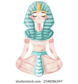 Serene Pharaoh em Meditação Aquarela