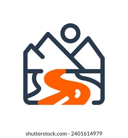 Ilustración del icono del vector del río Serene para las aguas que fluyen