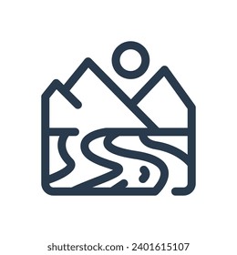 Ilustración del icono del vector del río Serene para las aguas que fluyen