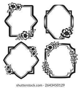 Serene and Romantic Vintage Decorative Floral Frames Vector Set Packs

