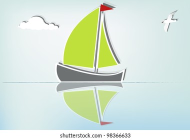 Serene sailing a summer day, eps10 vector