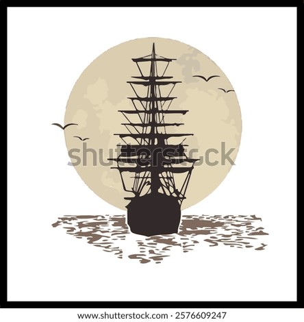 Serene scene of a boat gently floating on the sea, illuminated by a breathtaking sunrise.