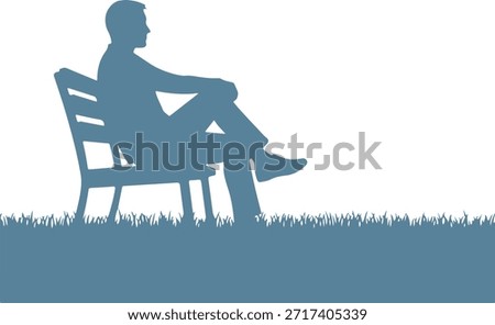 A serene scene of a man sitting on a bench in a park, surrounded by trees and lush green grass. The peaceful atmosphere invites relaxation and contemplation.