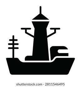 A serene silhouette of a lighthouse on a ship sailing through peaceful waters