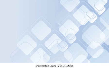 Serene Sky Blue: Abstract Layered Rounded Square Pattern for Modern Technology and Corporate Backgrounds, Representing Clarity and Innovation
