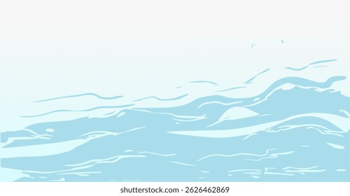 Serene Sky Blue Water Surface with Gentle Waves, Minimalist Water Scenery, and Light Blue Sea Motion Creates a Calm and Refreshing Background