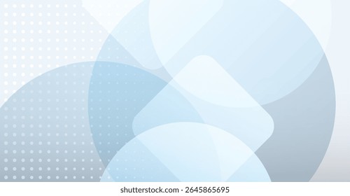 Serene Sky-Blue: Abstração geométrica com formas sobrepostas e matriz de pontos sutil para o fundo moderno e design estético calmo em tons claros com transições suaves