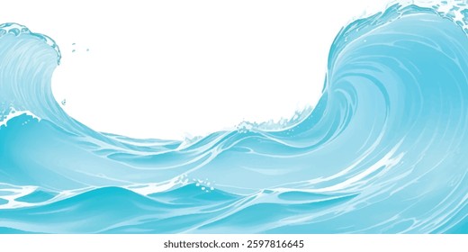 Serene Soft Blue and Green Watercolor Ocean Wave Design, Perfect for Use as a Subtle Background in High-Quality Abstract Graphic and Artistic Visual Projects.
