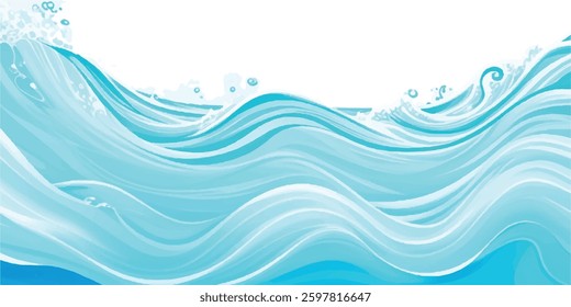 Serene Soft Blue and Green Watercolor Ocean Wave Design, Perfect for Use as a Subtle Background in High-Quality Abstract Graphic and Artistic Visual Projects.
