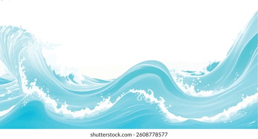 Serene Soft Blue and Green Watercolor Ocean Wave Design, Perfect for Use as a Subtle Background in High-Quality Abstract Graphic and Artistic Visual Projects.
