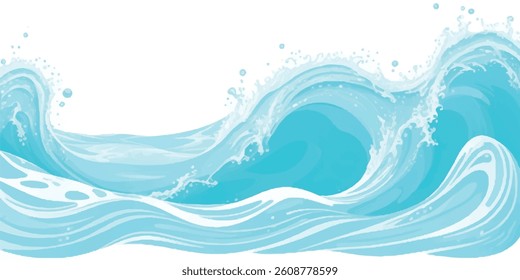 Serene Soft Blue and Green Watercolor Ocean Wave Design, Perfect for Use as a Subtle Background in High-Quality Abstract Graphic and Artistic Visual Projects.
