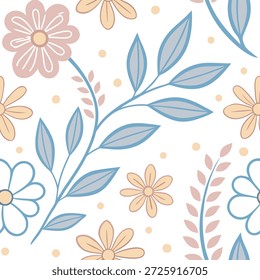 Serene spring pastel seamless tile pattern with light pinks blues and yellows for peaceful spaces concept as Soft pink blue and yellow pastels in a seamless pattern creating serene peaceful spring environments in Photo Stock Concept and empty space on the left side,no text --ar 7:2 --tile