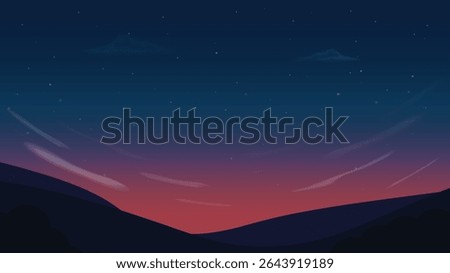 Serene starry mountain nightscape in winter.