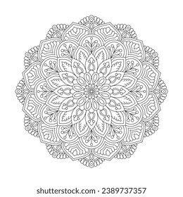 Serene Sunburst adult coloring book mandala page for kdp book interior. Peaceful Petals, Ability to Relax, Brain Experiences, Harmonious Haven, Peaceful Portraits, Blossoming Beauty mandala design.