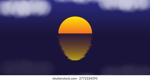 Serene Sunset Reflecting on the Calm Ocean Waters with Wispy Clouds in the Sky