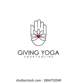 dar mano de yoga con el logo del vector lotus