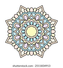 Página do livro de colorir serene Symmetry color mandala. Fácil Mandala colorir páginas do livro para adultos para relaxar, experiências dar alívio. Arquivo de vetor redimensionável