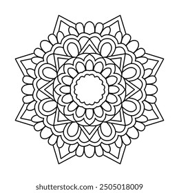 Serene Symmetry mandala coloring book page. Easy Mandala Coloring Book Pages for Adults to Relax, Experiences Give Relief. Resizeable Vector File