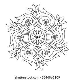 Serene symmetry mandala coloring book page