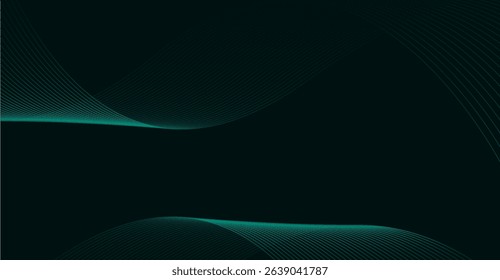 Serene Teal Waveforms on Deep Indigo Canvas: Modern Abstract Gradient with Tranquil Lines and Smooth Curves for Minimalist Background Design or Presentation