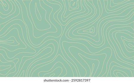 Serene Topographic Map, A Calming Abstract Background with Light Beige Contour Lines on a Pale Green Field Depicting Subtle Natural Variations and Organic Flows