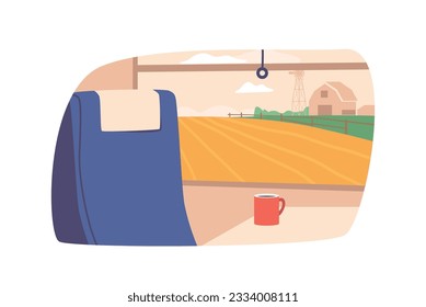 Serene Train Window With Picturesque Rural Landscape, Offering Glimpses Of Rolling Hills, Vast Meadows