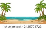 Serene tropical beach with palm trees and ocean