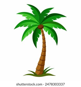 Serene Tropical Palm Tree Clipart, ideal for art, beach, nature, travel, exotic themes