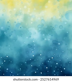 Serene underwater landscape, bathed in the soft glow of sunlight enchanting watercolor painting, shades of Aqua and blue, tranquil beauty of the Ocean vector design. Starry pattern of tiny white dots